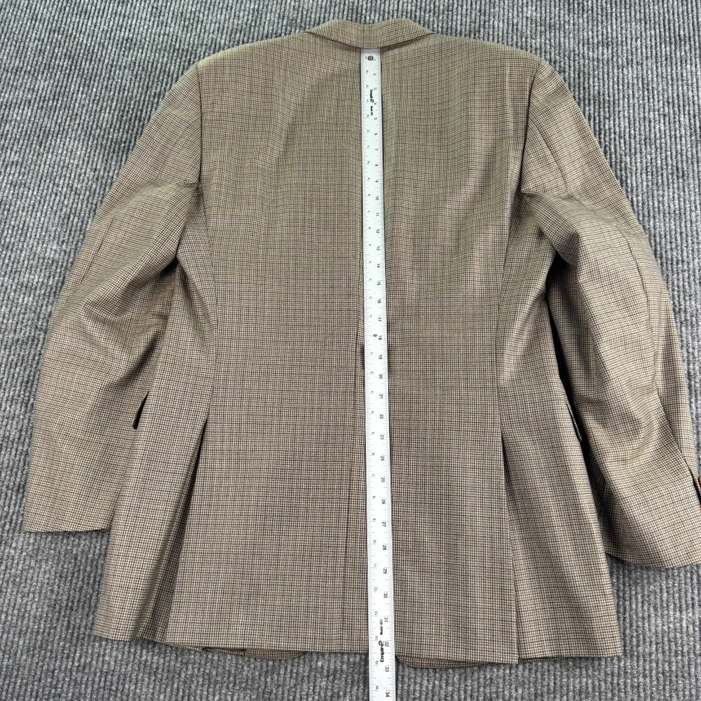 Canali Sport Coat 42L Taupe Wool Nailhead Blazer Italy Tiny Sleeve Hole